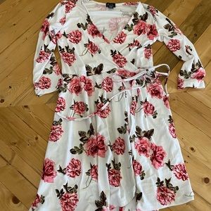 Justify, L, floral faux wrap dress